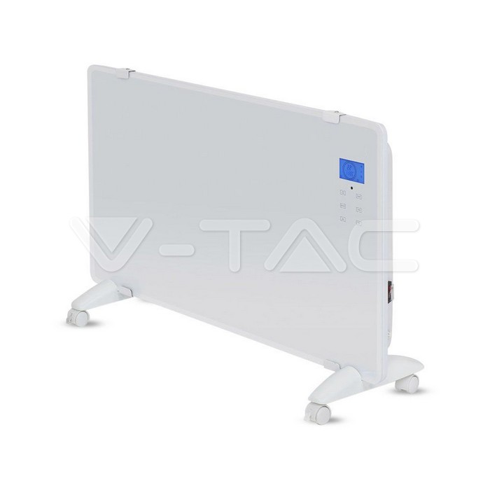 ¬[VZ17326] RADIADOR CONVECTOR DE CRISTAL 2000W BLANCO IP24 RF PANTALLA LCD DISPLAY & RUEDAS