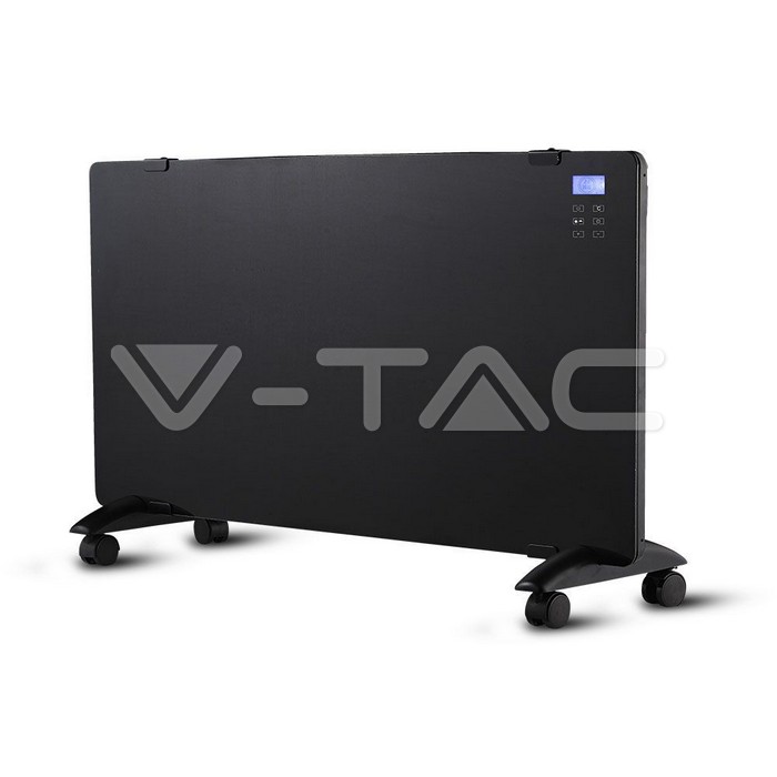 ¬[VZ17328] RADIADOR CONVECTOR DE CRISTAL 2000W NEGRO IP24 RF PANTALLA LCD DISPLAY & RUEDAS