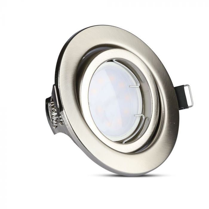 ¬[VZ17770] PACK 3 UNIDADES DE BOMBILLAS LED 5W GU10 CON ARO NÍQUEL SATINADO Y CONECTOR 4000K