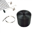 ¬[VZ20738] ALAMBRE DE HIERRO RECUBIERTO DE PVC DE MALLA NEGRA CON GANCHO DE ACERO INOXIDABLE Y KIT DE CORREAS DE ACERO INOXIDABLE