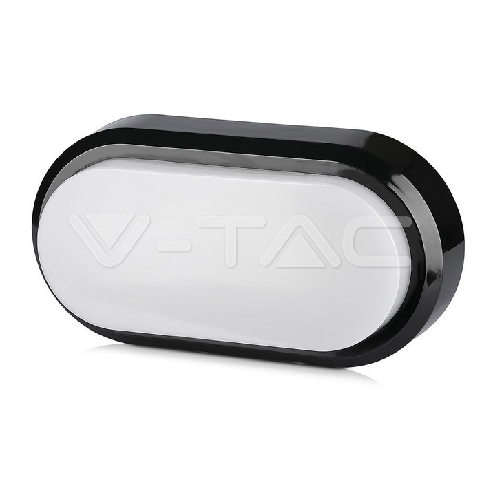 ¬[VZ2620] PLAFÓN LED 8W ÓVALO CUERPO NEGRO IP54 6400K