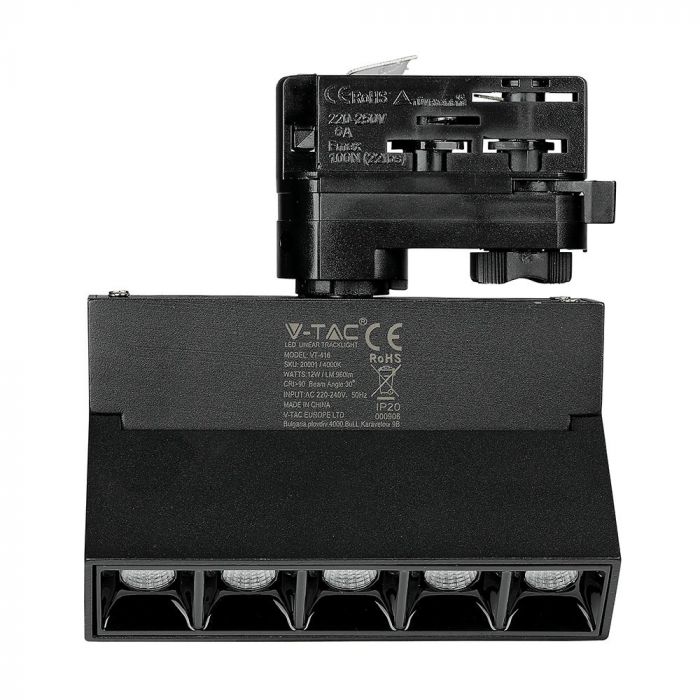 ¬[VZ40000] FOCO DE CARRIL LINEAL 12W LED CHIP SAMSUNG NEGRO 2700K
