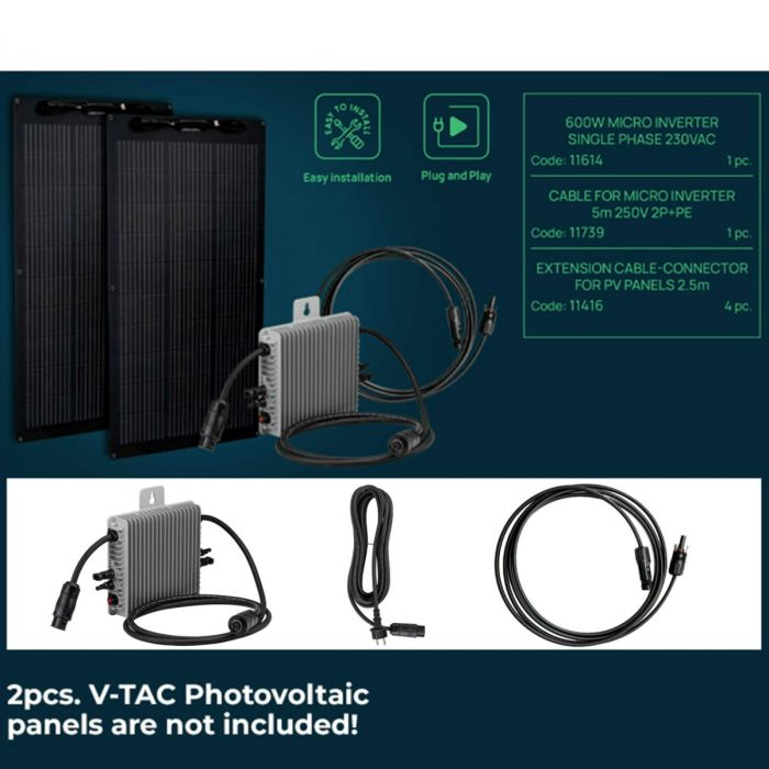 ¬[VZ44002] PLANTA DE ENERGÍA SOLAR PORTÁTIL PARA BALCÓN DE 600W + CABLES INCLUIDOS