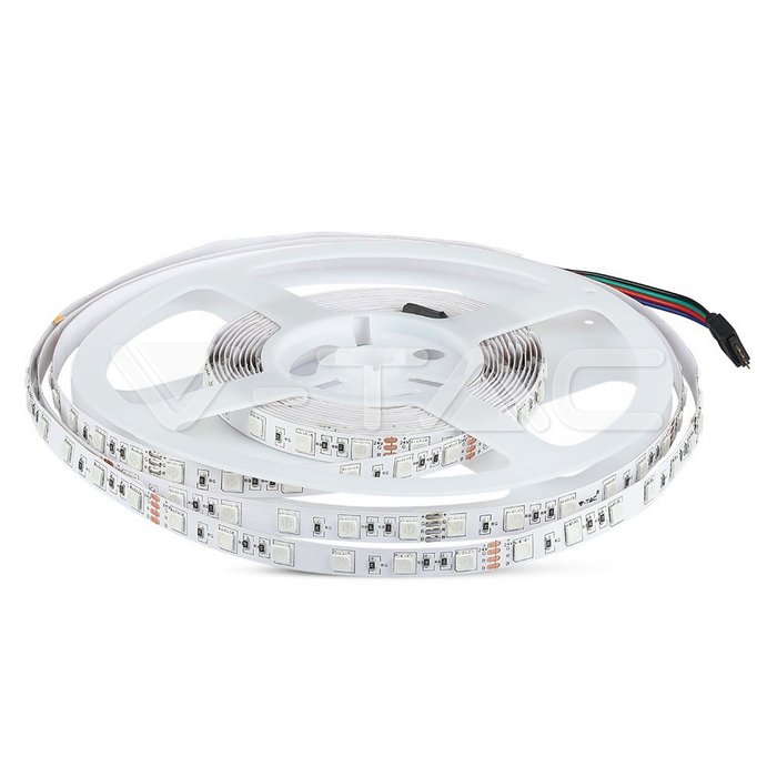 ¬[VZ5182] TIRA LED V-TAC 24V DC 9W SMD5050 60LED/M 1000LM/M PCB 10MM IP20 RGB (Rollo de 5m.)