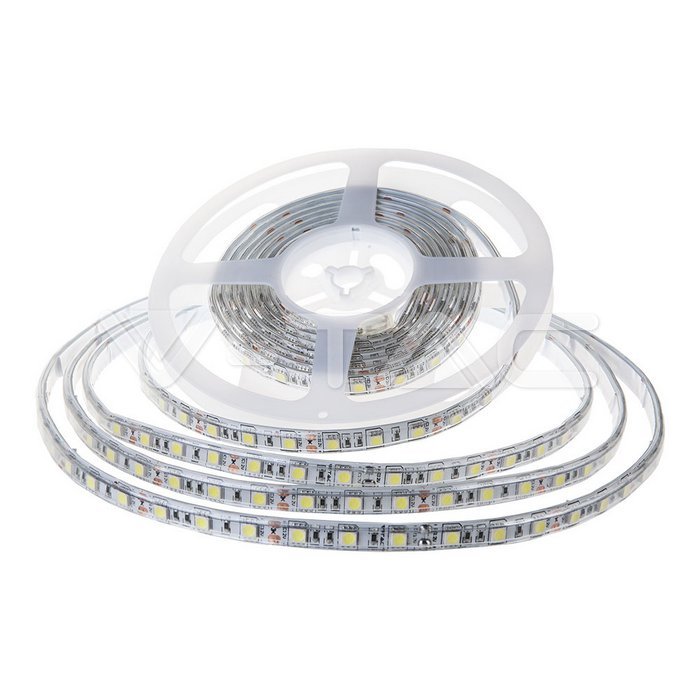 #[VZ5254] TIRA LED V-TAC 24V DC 7.2W SMD2835 120LED/M 600LM/M PCB 10MM CRI>80 IP65 6400K (Rollo de 10m.)