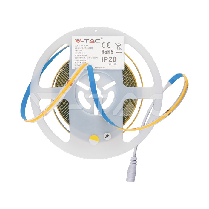 ¬[VZ5304] TIRA LED COB 24V 10W/M 280LEDS/M 5M/ROLLO IP20 3000K