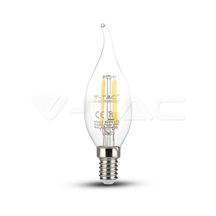 ¬[VZ550] BOMBILLA LED V-TAC E14 TIPO VELA LLAMA 4W CHIP SAMSUNG 400LM 2700K