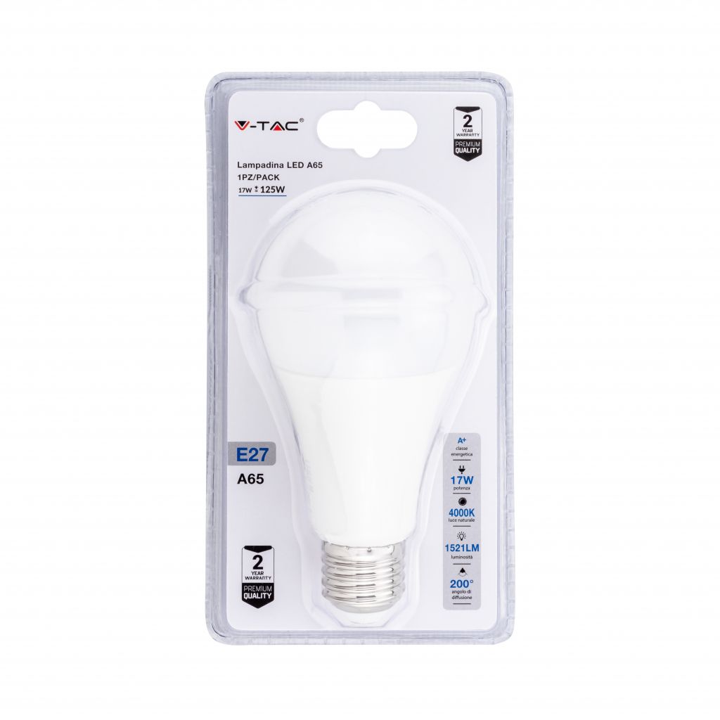¬[VZ5644] BOMBILLA LED E27 17W A65 4000K