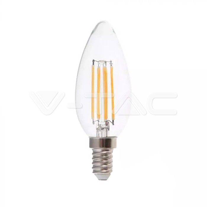 ¬[VZ5700] BOMBILLA LED V-TAC E14 CANDLE 6W FILAMENT 800LM 6400K