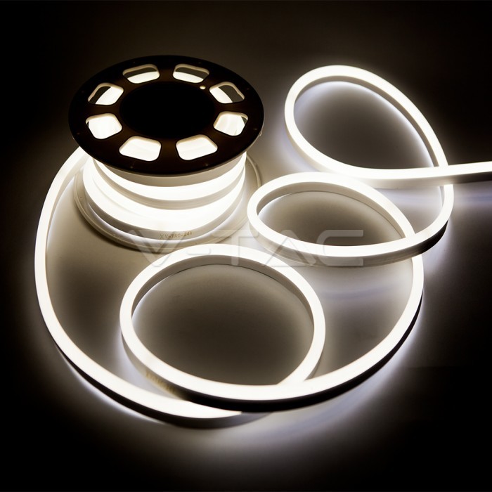¬[VZ654] NEÓN FLEX LED V-TAC 12V DC 10W SMD2835 SAMSUNG 120LED/M 300LM/M PCB 8MM CRI>80 IP65 4000K (Rollo de 5m.)
