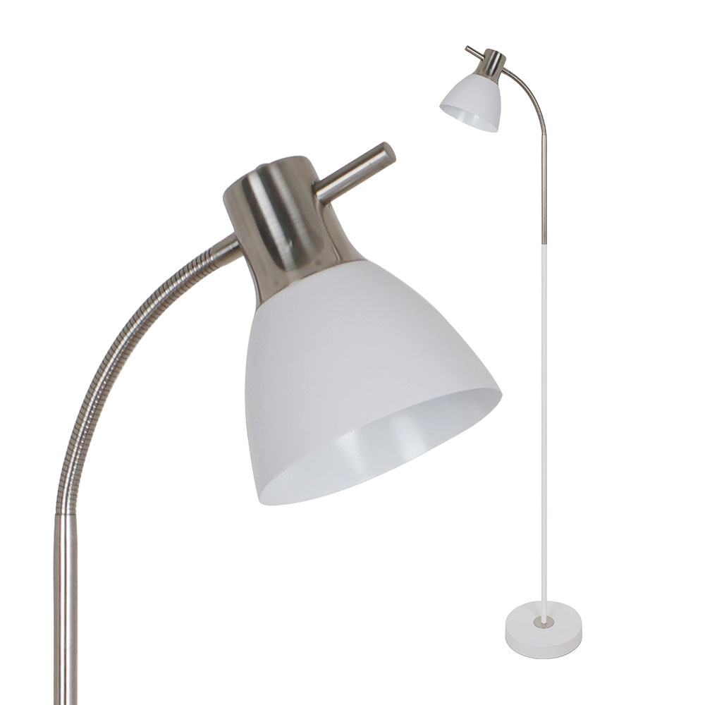 ¬[VZ7408] LÁMPARA DE PIE E27 60W BLANCO + NÍQUEL SATINADO