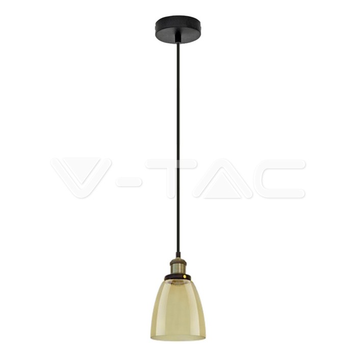 ¬[VZ7472] LÁMPARA DE TECHO COLGANTE VINTAGE DE CRISTAL ÁMBAR Ф140 E27 (BOMBILLA NO INCLUIDA)