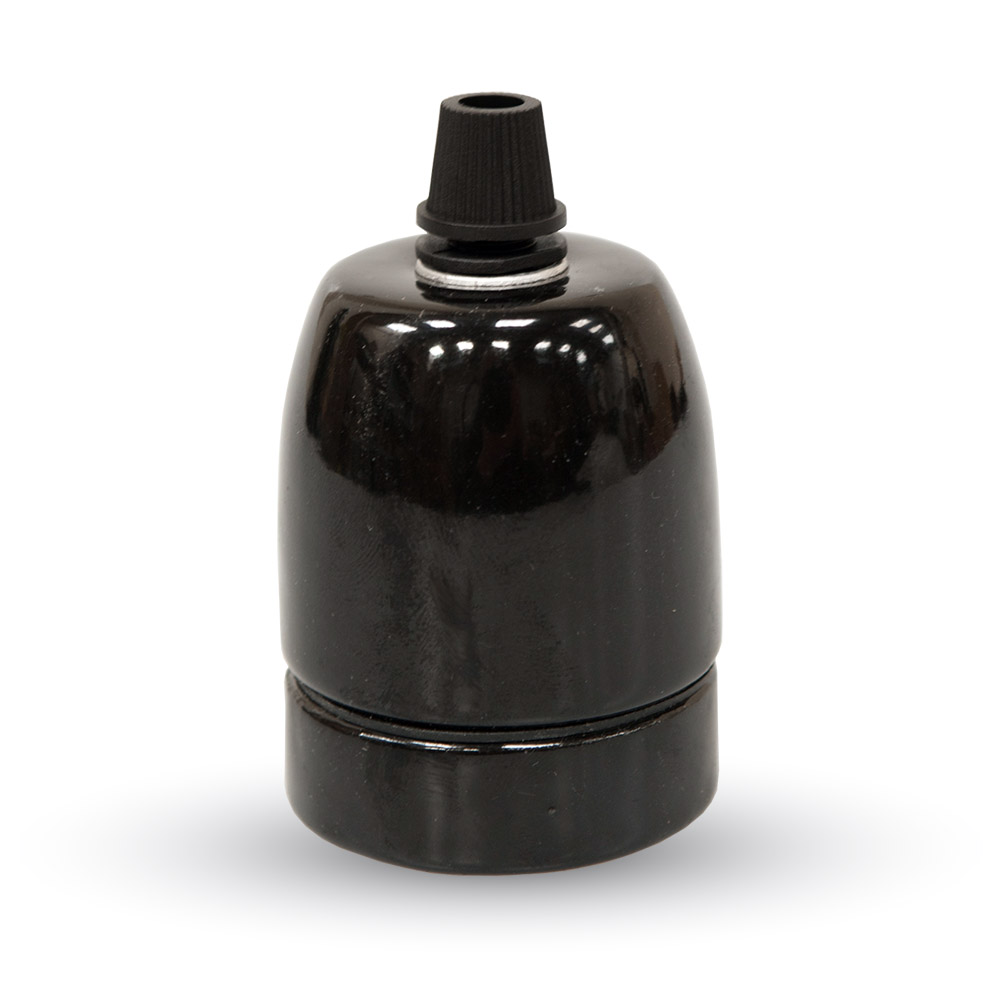 ¬[VZ7592] SOPORTE DE PORCELANA E27 NEGRO