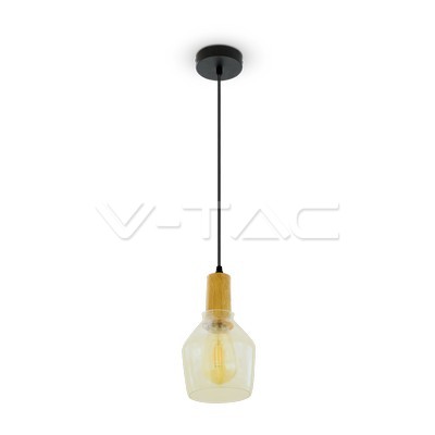 ¬[VZ7636] LÁMPARA DE TECHO CON SOPORTE COLGANTE DE CRISTAL ÁMBAR Ф135 E27 (BOMBILLA NO INCLUIDA)