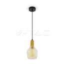 ¬[VZ7636] LÁMPARA DE TECHO CON SOPORTE COLGANTE DE CRISTAL ÁMBAR Ф135 E27 (BOMBILLA NO INCLUIDA)