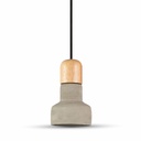 @[VZ7710] LÁMPARA DE TECHO CON SOPORTE COLGANTE DE HORMIGÓN GRIS Y MADERA E27 (BOMBILLA NO INLCUIDA)