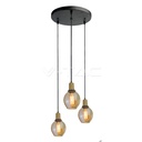 ¬[VZ7852] LÁMPARA DE TECHO CON COLGANTE TRIPLE DE CRISTAL ÁMBAR E27 + MADERA