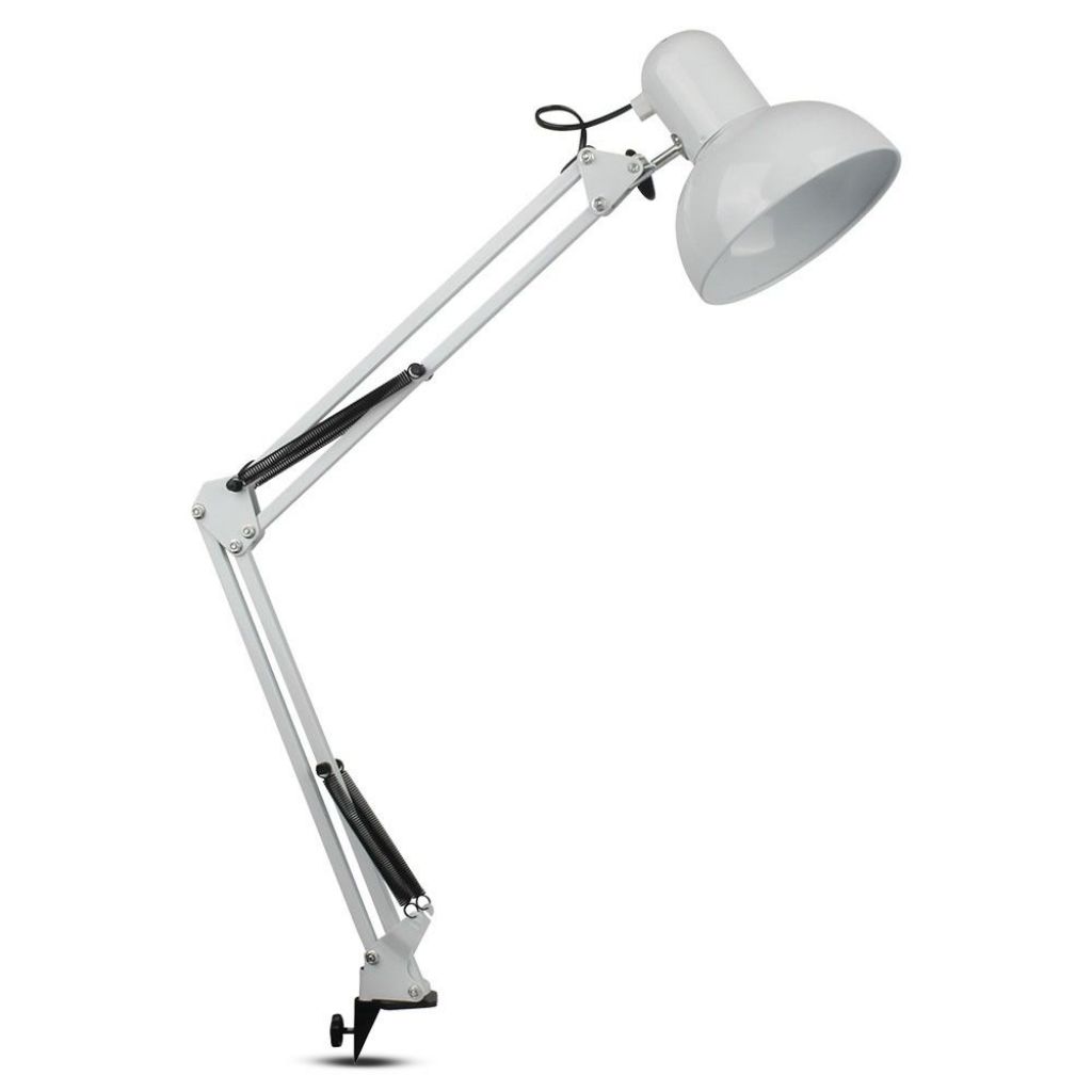 ¬[VZ80742] LÁMPARA DE MESA АJUSTABLE SOPORTE DE METAL + INTERRUPTOR & CASQUILLO E27 COLOR BLANCO
