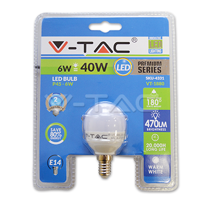 ¬[VZ8662] BOMBILLA LED 6W E14 P45 BLISTER PACK 2700K