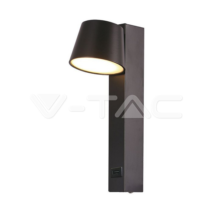 [VQ226234061] APLIQUE DE PARED LED 8W USB NEGRO 3000K