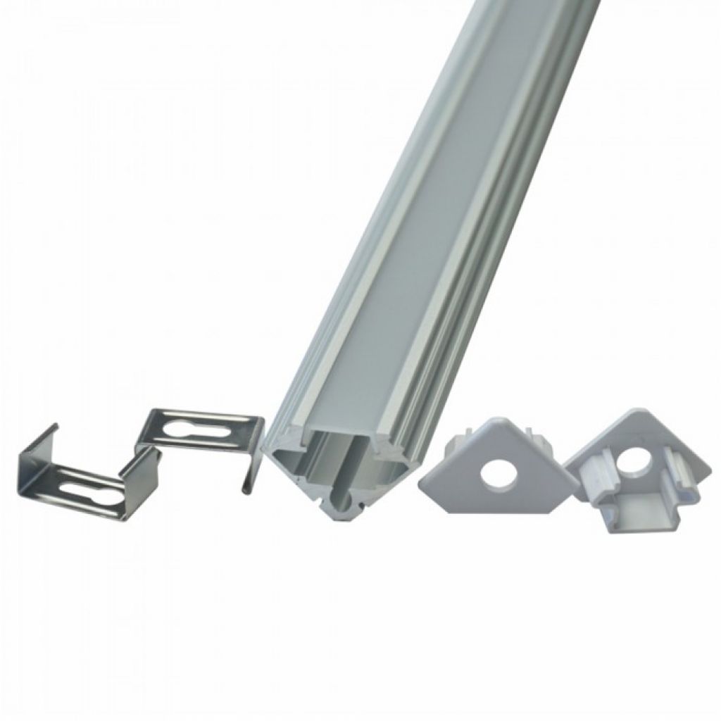 ¬[VZ199124] PERFIL DE ALUMINIO DE SUPERFICIE V-TAC COLOR ALUMINIO DIFUSOR OPAL 2000x19x19MM (PACK 2 UNID.)