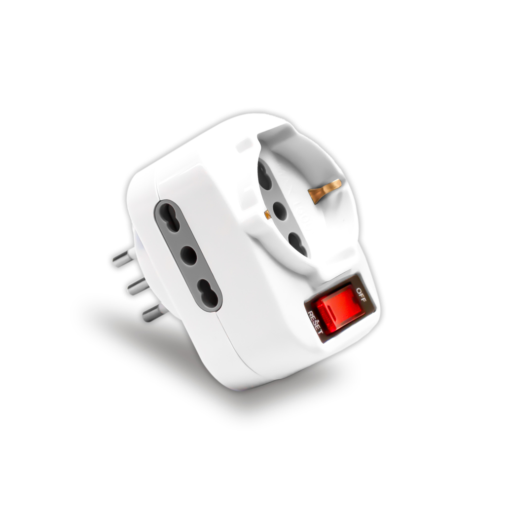 [VQ22687441] ADAPTADOR DE REGLETA V-TAC CON 2 ENCHUFES DE 10/16 A, 1 ENCHUFE SCHUKO DE 10/16 A, ENCHUFE GIRATORIO DE 10 A E INTERRUPTOR BLANCO.