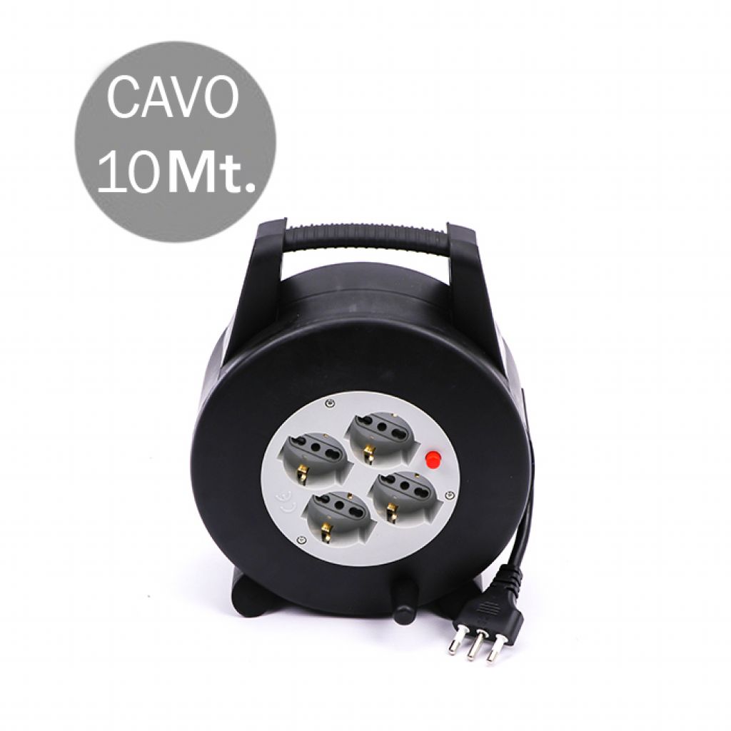 [VQ22687011] CABLE DE EXTENSIÓN V-TAC DE 10 M CON 4 TOMAS SCHUKO DE 16 A, ENCHUFE SCHUKO DE 16 A Y PROTECCIÓN TÉRMICA, COLOR NEGRO