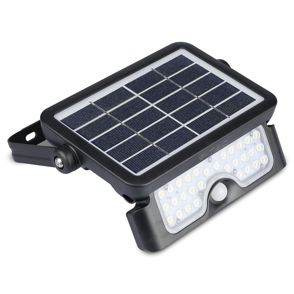[VQ22685471] PROYECTOR SOLAR LED 5W CON SENSOR CREPUSCULAR CUERPO NEGRO 4000K IP65
