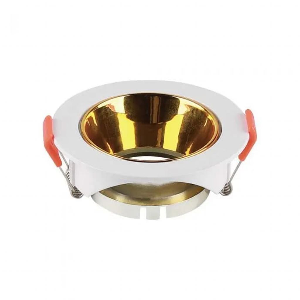 [VQ22666481] ARO PARA GU10 REDONDO MARCO BLANCO + REFLECTOR DE ORO