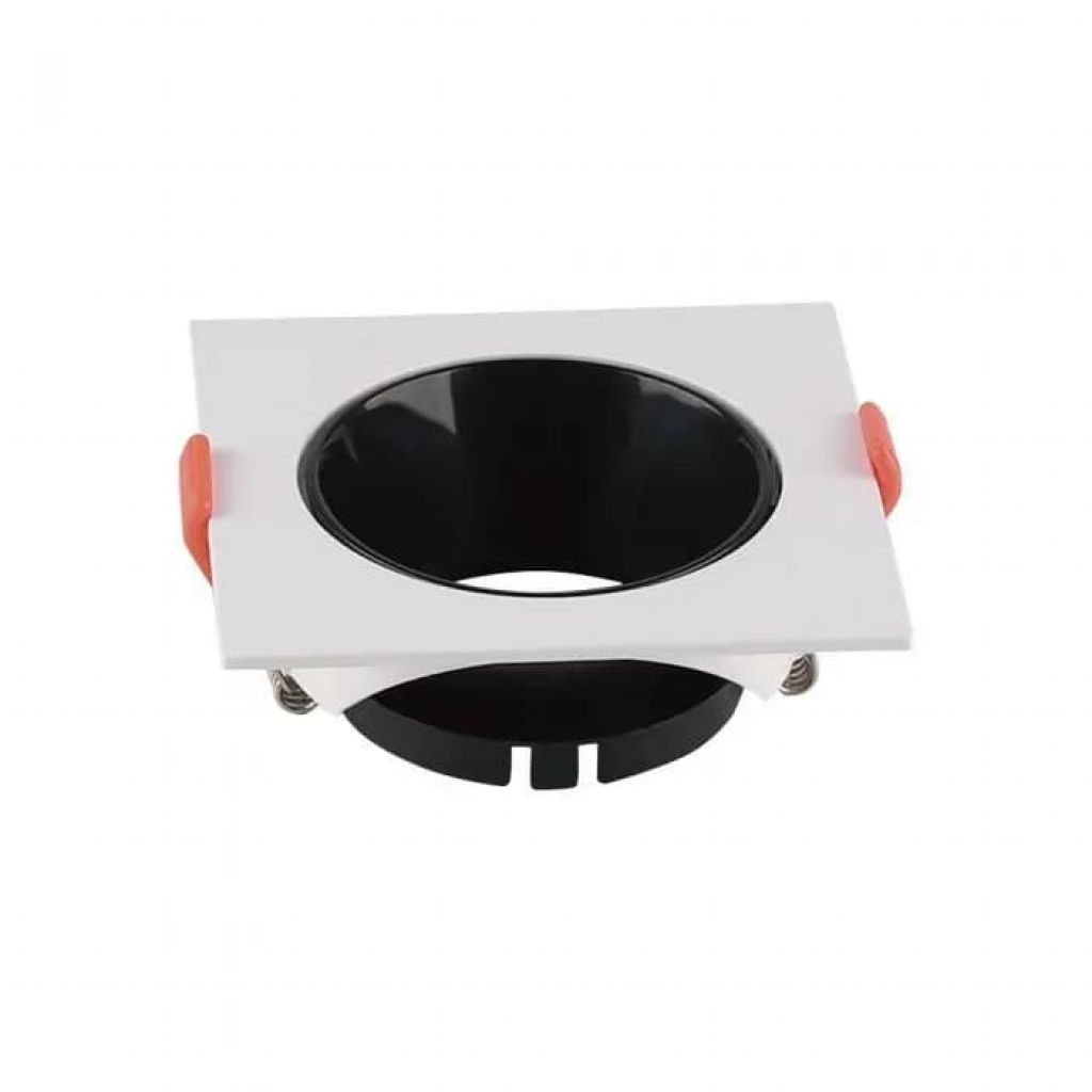 [VQ22666511] ARO PARA GU10 CUADRADO MARCO BLANCO + REFLECTOR NEGRO