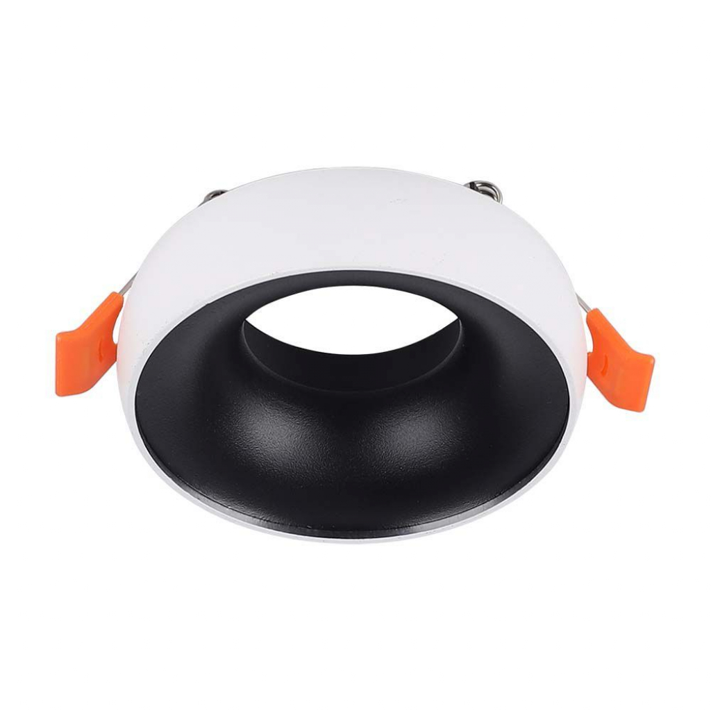 [VQ22666941] ARO PARA GU10 REDONDO MARCO BLANCO Y REFLECTOR NEGRO