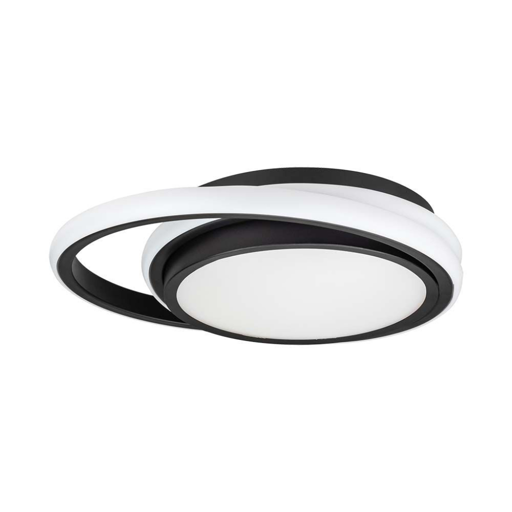 [VQ22669201] PLAFÓN DE DISEÑO LED 38W NEGRO DOBLE REDONDO 4000K