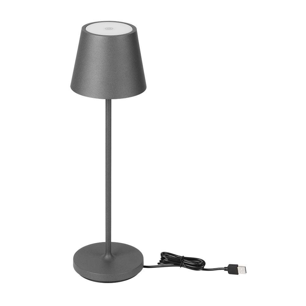 [VQ22676531] LÁMPARA DE MESA LED 2W (BATERÍA 4400MA) IP54 GRIS 3000K