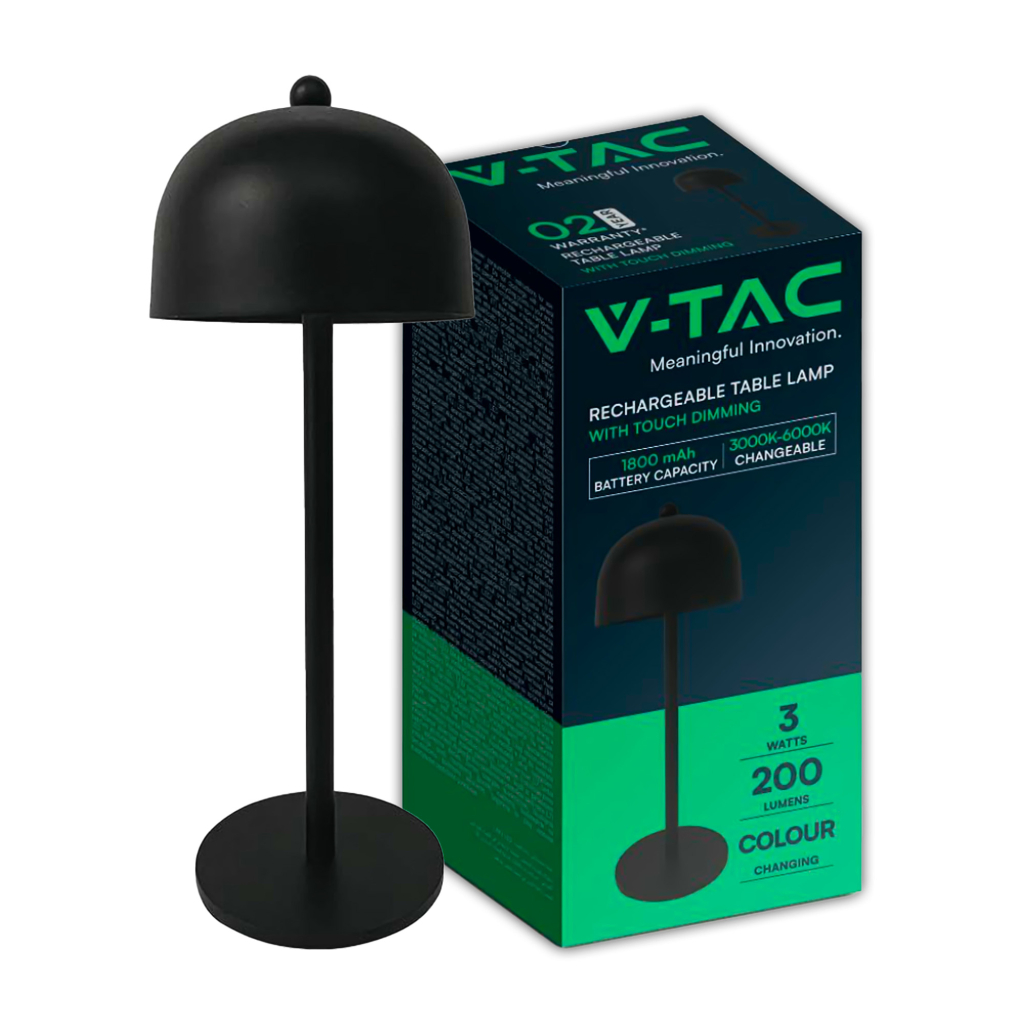 [VQ22679851] LÁMPARA SOBREMESA LED 1800MAH BATERÍA 115X300 CUERPO NEGRO CCT