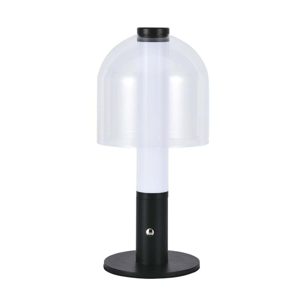 [VQ22679881] LÁMPARA DE SOBREMESA LED 2W 1800MAH BATERÍA 140 X 300 NEGRO VIDRIO TRANSPARENTE CCT