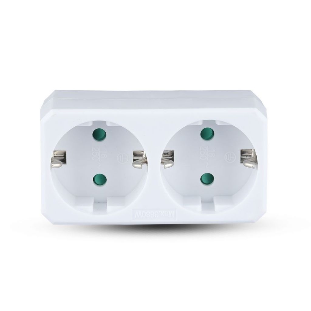 [VQ22687831] ADAPTADOR DE 2 SALIDAS CON TOMA DE TIERRA 10/16A 250V BLANCO