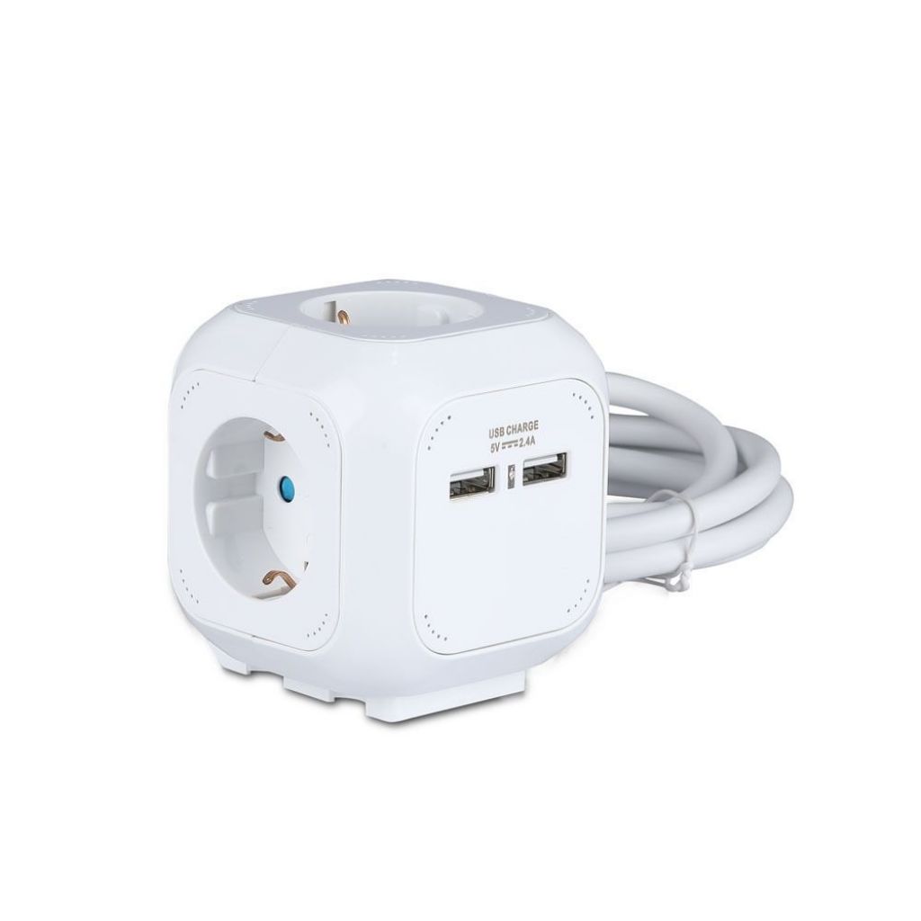 [VQ22688001] ENCHUFE CUBICO 4 SALIDAS CON USB 3G 1.55MM X 1.4M