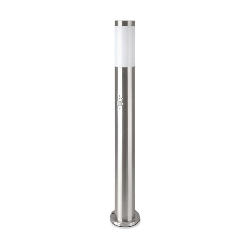 [VQ22689601] BALIZA DE JARDÍN DE ACERO INOXIDABLE E27 80CM PIR SENSOR SATÉN-NÍQUEL IP44