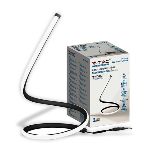 [2140311] [VQ22621403111] LÁMPARA DE MESA DE DISEÑO LED 20W CON CABLE DE ENCHUFE DE LA UE + INTERRUPTOR NEGRO 3000K
