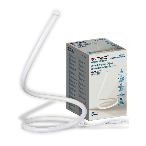 [2140321] [VQ22621403211] LÁMPARA DE MESA DE DISEÑO LED DE 20W CON CABLE DE ENCHUFE DE LA UE + INTERRUPTOR BLANCO 3000K