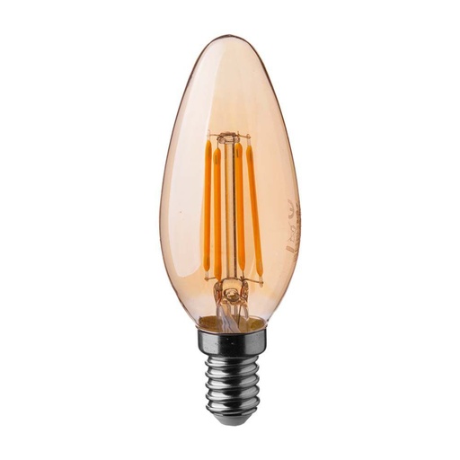 [217113] [VQ2262171131] BOMBILLA LED V-TAC E14 TIPO VELA 4W FILAMENT 350LM 300° 35X98MM 2200K