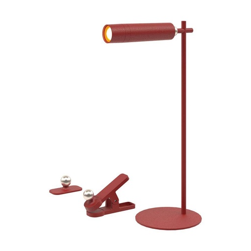[23043] [VQ226230431] LÁMPARA DE MESA LED 3W (IMANES PARA 3 TIPO DE MONTAJE) RECARGABLE CUERPO ROJO 4000K