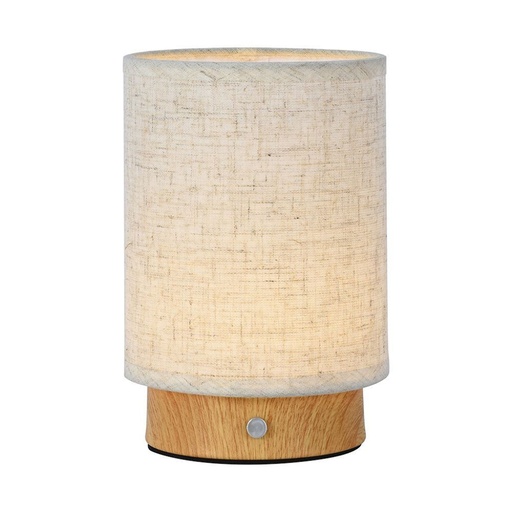 [23090] [VQ226230901] LÁMPARA DE MESA LED 3W BATERÍA RECARGABLE TELA + MADERA