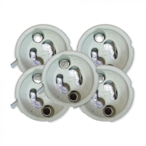 [34235] #[VQ226342351] PORTALÁMPARAS PARA GU10 SOPORTE DE CERÁMICA CON CABLE DE SILICONA 5 UNID.