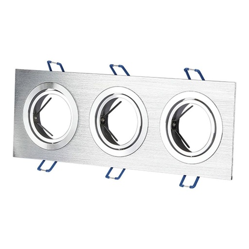 [3610] [VQ22636101] ARO TRIPLE PARA GU10 SOPORTE CUADRADO 'ALUMINUM BRUSH'