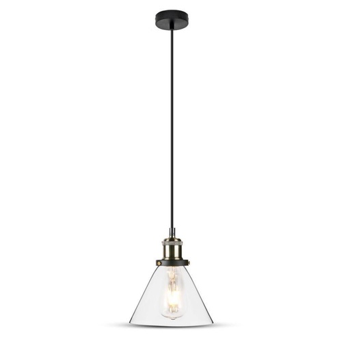 [3738] [VQ22637381] LÁMPARA DE TECHO CON SOPORTE COLGANTE VINTAGE TRANSPARENTE Ф180 E27 (BOMBILLA NO INCLUIDA)