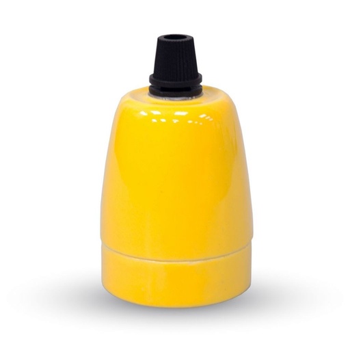 [3801] [VQ22638011] LÁMPARA DE TECHO CON SOPORTE PORCELANA AMARILLO E27 (BOMBILLA NO INCLUIDA)