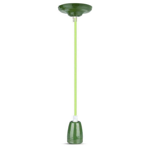 [3805] [VQ22638051] LÁMPARA DE TECHO CON SOPORTE DE PORCELANA VERDE E27 (BOMBILLA LED)