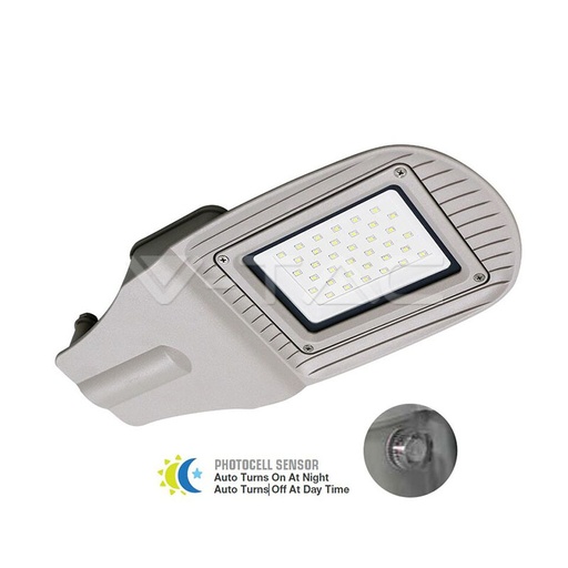 [5490] ¬[VZ10980] FAROLA LED 30W SMD CON SENSOR FOTOCELULAR CUERPO GRIS 6400K