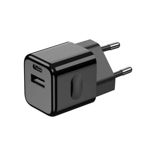 [6679] ¬[VZ13358] CARGADOR RÁPIDO DE 30W DE DOBLE PUERTO 1PD + 1 QC NEGRO